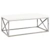 44 in. White/Chrome Large Rectangle Marble Coffee Table with Metal Design by Monarch Specialties -Nexera Sales Store white monarch specialties coffee tables vm 3028 64 1000