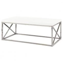 White Chrome Metal Contemporary Design Living Room Coffee Table and Desk by Monarch Specialties 14 White Chrome Metal Contemporary Design Living Room Coffee Table and Desk by Monarch Specialties -Nexera Sales Store white monarch specialties coffee tables vm 3028 ms vm7205 4f 1000