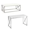 White Chrome Metal Contemporary Design Living Room Coffee Table and Desk by Monarch Specialties -Nexera Sales Store white monarch specialties coffee tables vm 3028 ms vm7205 64 1000