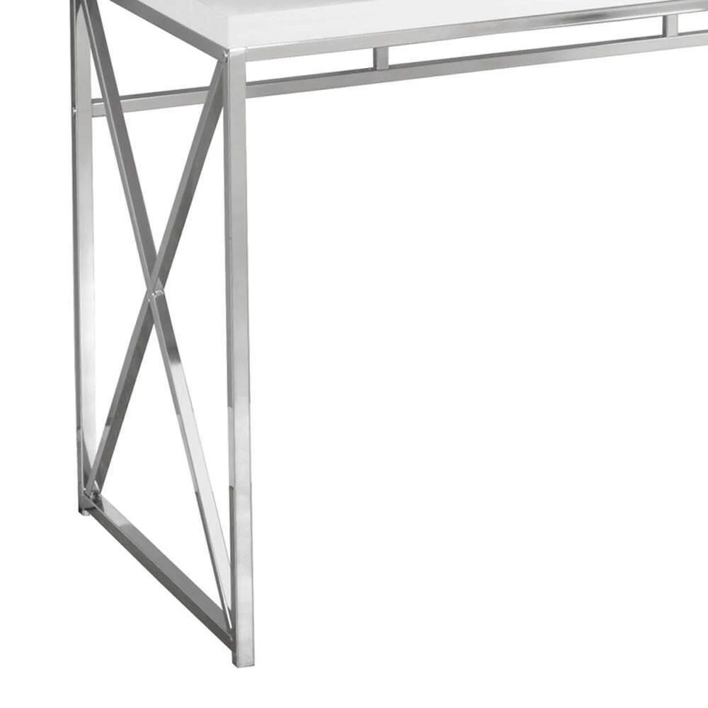 White Chrome Metal Contemporary Design Living Room Coffee Table and Desk by Monarch Specialties 10 White Chrome Metal Contemporary Design Living Room Coffee Table and Desk by Monarch Specialties - Image 8