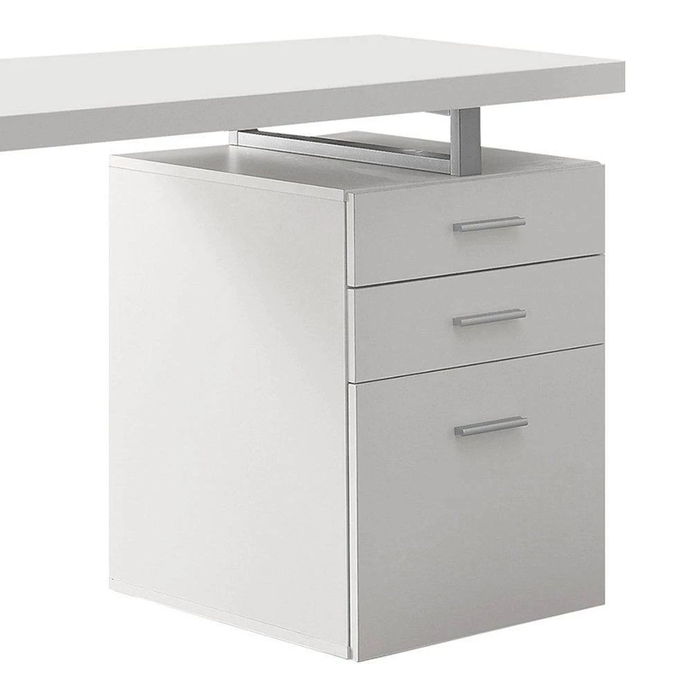 23.75 in. Rectangle White Wood 3-Drawer Computer Desk by Monarch Specialties 7 23.75 in. Rectangle White Wood 3-Drawer Computer Desk by Monarch Specialties - Image 6