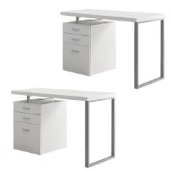 23.75 in. Rectangle White Wood 3-Drawer Computer Desk by Monarch Specialties