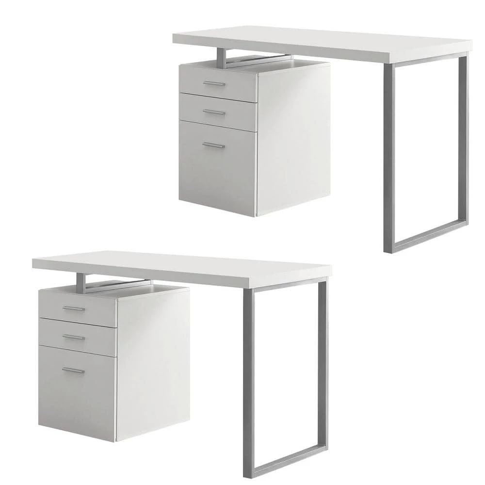 23.75 in. Rectangle White Wood 3-Drawer Computer Desk by Monarch Specialties 2 23.75 in. Rectangle White Wood 3-Drawer Computer Desk by Monarch Specialties