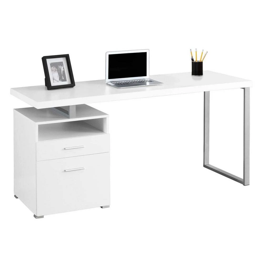 60" Office Computer Desk with Filing Drawer, White (3 Pack) by Monarch Specialties 6 60" Office Computer Desk with Filing Drawer, White (3 Pack) by Monarch Specialties - Image 4