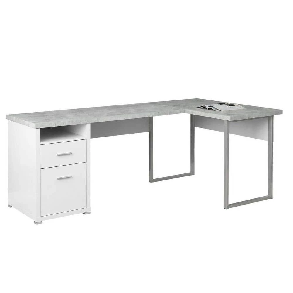 80 in. x 47.25 in. White Modern Home Office Computer Desk with Drawers by Monarch Specialties 3 80 in. x 47.25 in. White Modern Home Office Computer Desk with Drawers by Monarch Specialties