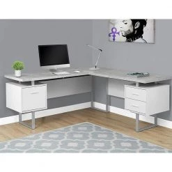 70 in. Modern Computer Desk and 3-Drawer Rolling Filing Cabinet, White by Monarch Specialties -Nexera Sales Store white monarch specialties computer desks vm 7307 vm 7048 31 1000