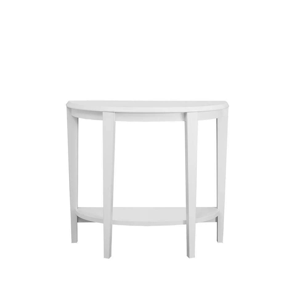 36 in. White Standard Half Moon Console Table with Storage by Monarch Specialties 5 36 in. White Standard Half Moon Console Table with Storage by Monarch Specialties - Image 3
