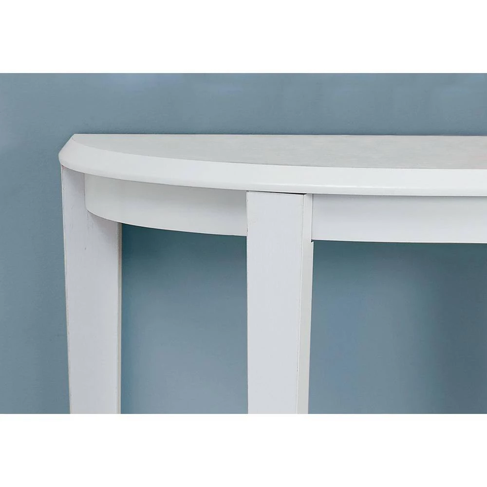 36 in. White Standard Half Moon Console Table with Storage by Monarch Specialties 4 36 in. White Standard Half Moon Console Table with Storage by Monarch Specialties - Image 2