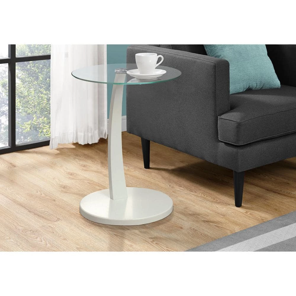 Bentwood White Glass Top End Table by Monarch Specialties 6 Bentwood White Glass Top End Table by Monarch Specialties - Image 4