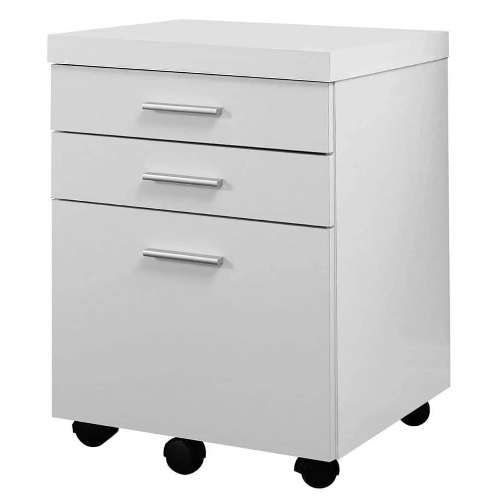 White 3-Drawer Rolling Portable Filing Cabinet, (4 Pack) by Monarch Specialties 4 White 3-Drawer Rolling Portable Filing Cabinet, (4 Pack) by Monarch Specialties - Image 2