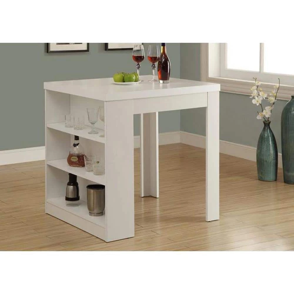 White Counter Height Dining Table Storage Pub/Bar Table by Monarch Specialties 6 White Counter Height Dining Table Storage Pub/Bar Table by Monarch Specialties - Image 4