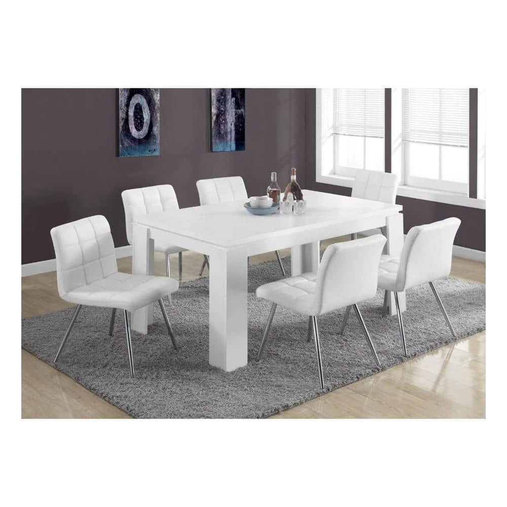 White Hollow-Core Dining Table by Monarch Specialties 8 White Hollow-Core Dining Table by Monarch Specialties - Image 6