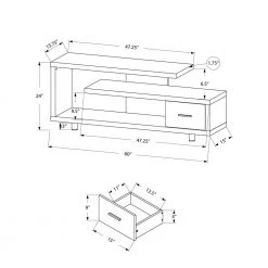 60 in. White Particle Board TV Stand with 1-Drawer Fits TVs Up to 58 in. by Monarch Specialties -Nexera Sales Store white monarch specialties tv stands hd2573 4f 1000
