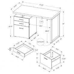 48 in. L White Hollow-Core Left or Right Facing Desk by Monarch Specialties -Nexera Sales Store white monarch specialties writing desks vm 7027 77 1000