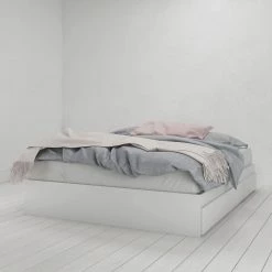 Aura White Queen Size 3-Drawer Storage Bed and Storage Headboard by Nexera -Nexera Sales Store white nexera platform beds 400940 4f 1000