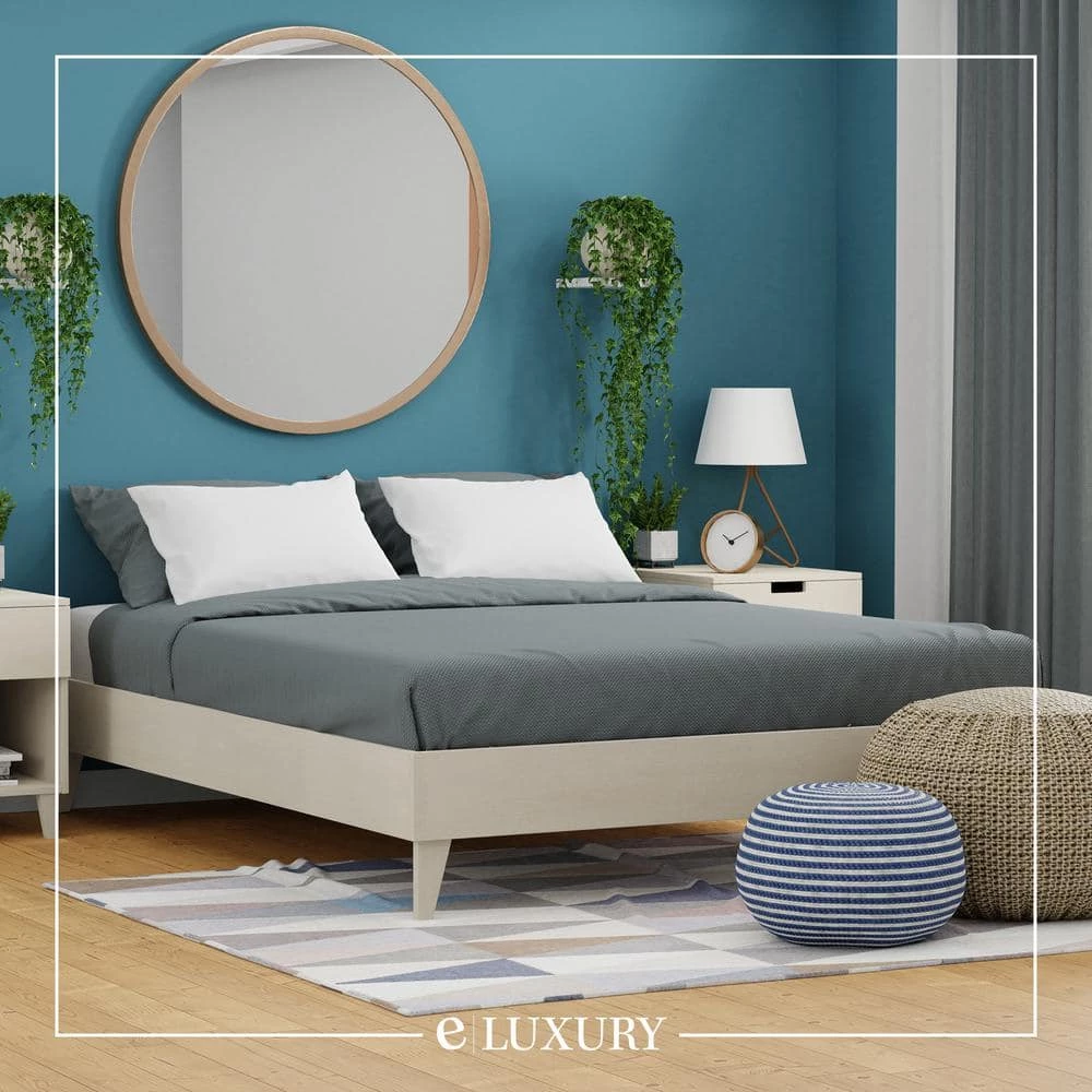 Wooden White Wash Twin XL Platform Bed Frame by ELUXURY 10 Wooden White Wash Twin XL Platform Bed Frame by ELUXURY - Image 8