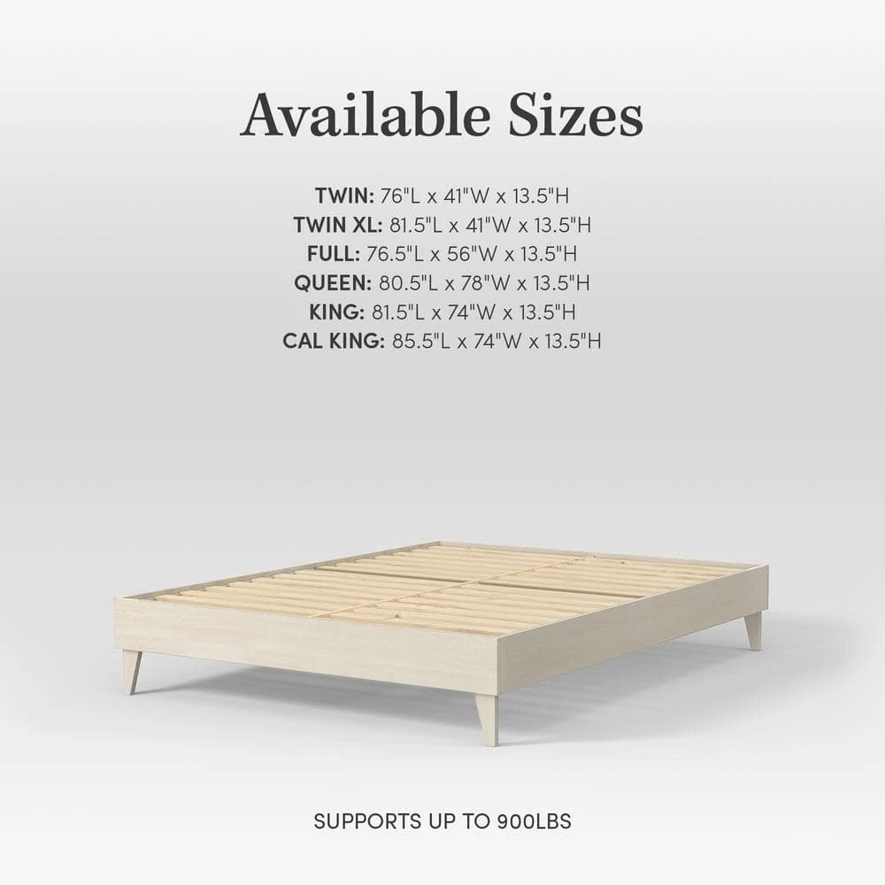 Wooden White Wash Twin XL Platform Bed Frame by ELUXURY 8 Wooden White Wash Twin XL Platform Bed Frame by ELUXURY - Image 6